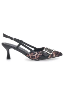 Décolleté Slingback Nere Leopardate a Punta LE HAVRE PARIS APY22