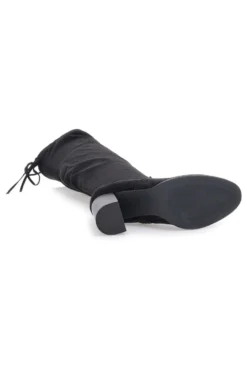 Energy I37224 Schwarze Overknee-Stiefel mit Blockabsatz und Schnürung hinten