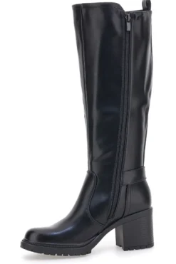 Energy 1359 – Schwarze Stiefel mit Blockabsatz und elastischem Seitendetail