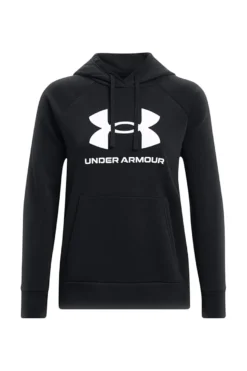 Felpa Nera Girocollo Con Cappuccio Under Armour Rival Fleece Big Logo