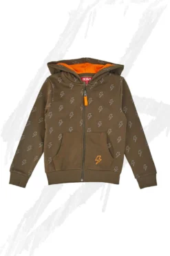 Felpa Verde e Arancio con Cappuccio e Cerniera Centrale PITT KIDS 6025
