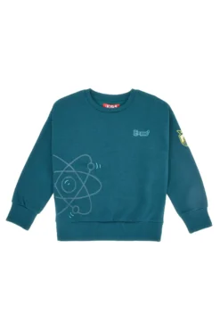 Felpa verde petrolio con stampa atom e interno felpato Pitt Kids PT-KF-8025