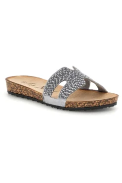 Fun Strand Silber Hausschuhe mit Glitter 18103