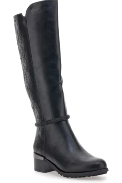 Gianmarco Venturi SV0184 schwarze Stiefel mit Logo und verziertem Absatz