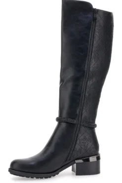 Gianmarco Venturi SV0184 schwarze Stiefel mit Logo und verziertem Absatz
