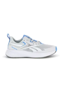 Graue Laufschuhe aus atmungsaktivem Stoff mit hellblauen Details Reebok Verse