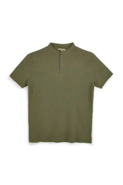 Grünes koreanisches Hals-T-Shirt mit Knöpfen Pittarello Tierra NBY3032