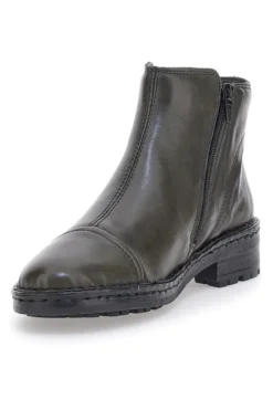 Grüne Stiefeletten aus echtem Leder mit seitlichen Reißverschlüssen Plocadi 379018