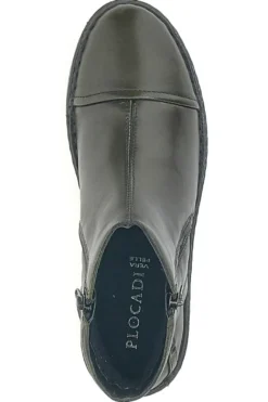 Grüne Stiefeletten aus echtem Leder mit seitlichen Reißverschlüssen Plocadi 379018