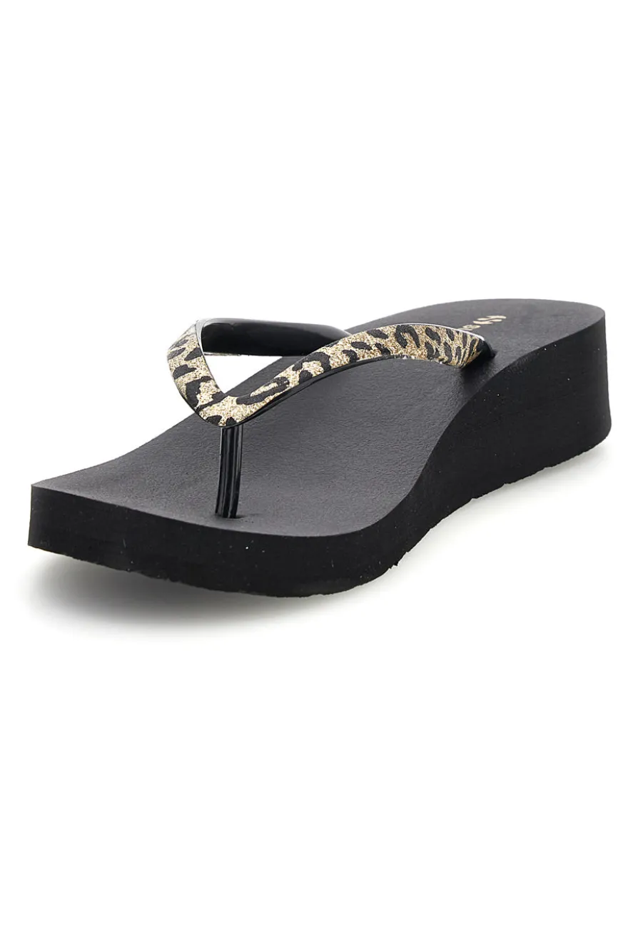Infradito nera con dettaglio animalier Superga S24T203