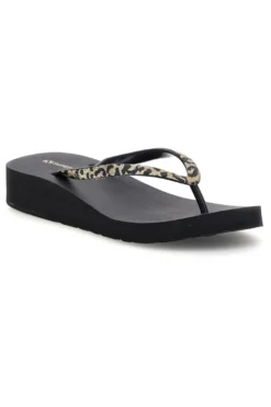 Infradito nera con dettaglio animalier Superga S24T203