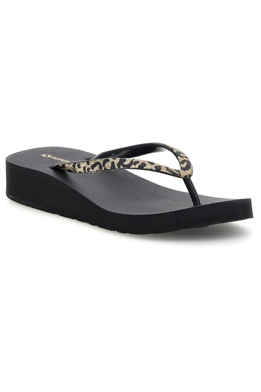 Infradito nera con dettaglio animalier Superga S24T203