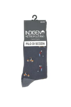 Lange graue Socken mit INDIGENO METROPOLITANO LEGER-Muster