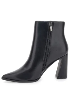 Le Havre Paris 801 schwarze Stiefeletten mit hohem Blockabsatz und spitzer Zehenpartie