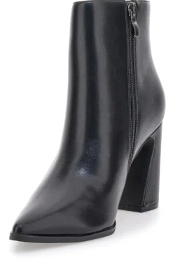 Le Havre Paris 801 schwarze Stiefeletten mit hohem Blockabsatz und spitzer Zehenpartie