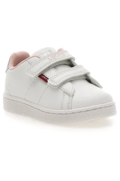 LEVI'S BELL JR MINI – Weiße und rosa Sneakers mit Klettverschluss