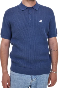 Maglia polo blu in cotone lavorato U.S. Golf Club US51228M