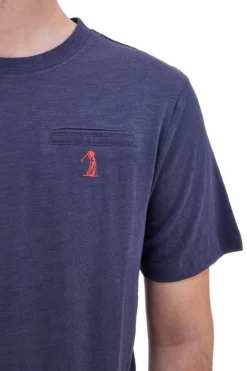 Maglietta blu navy girocollo con logo ricamato rosso U.S. GOLF CLUB TS1100