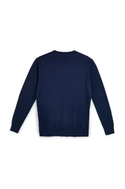 Maglione in cotone blu girocollo Sevenoaks Nby01