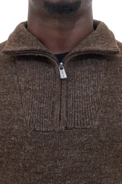 Maglione marrone con zip in misto lana No Limits MAJU020W25