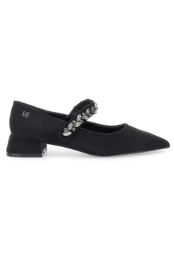 Mariella Burani 51680 schwarze Stoffpumps mit Schmucksteinriemen
