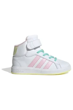 MID-CUT WEISSE SNEAKERS MIT BUNTEN DETAILS ADIDAS GRAND COURT MID K