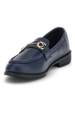 Mocassini blu in tessuto con morsetto First lady P675