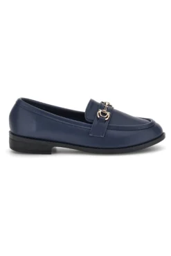 Mocassini blu in tessuto con morsetto First lady P675