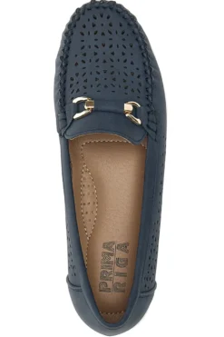 Mocassini Blu Traforati Prima Riga 3178