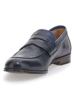 Mocassini blu vera pelle made in italy Pittarello plus 1051