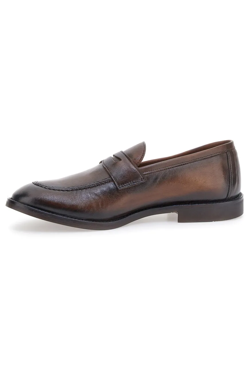 Mocassini marroni pelle made in Italy Pittarello plus 4056