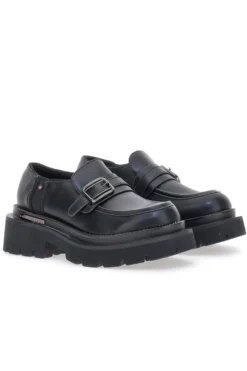Mocassini Neri Con Platform Betty Flowers 126