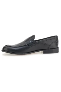Mocassini neri in pelle con suola in cuoio made in Italy Pittarello 77109