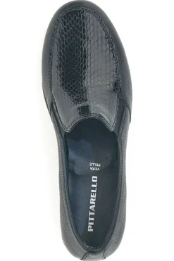 Mocassini neri in pelle con zeppa e memory foam Pittarello 11999