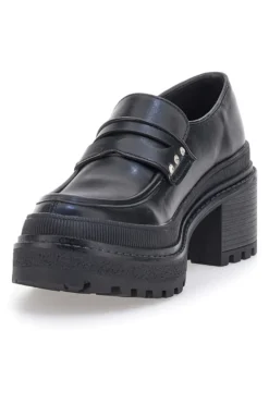 Mocassini Neri Platform con Brillantini Bettyflowers 01