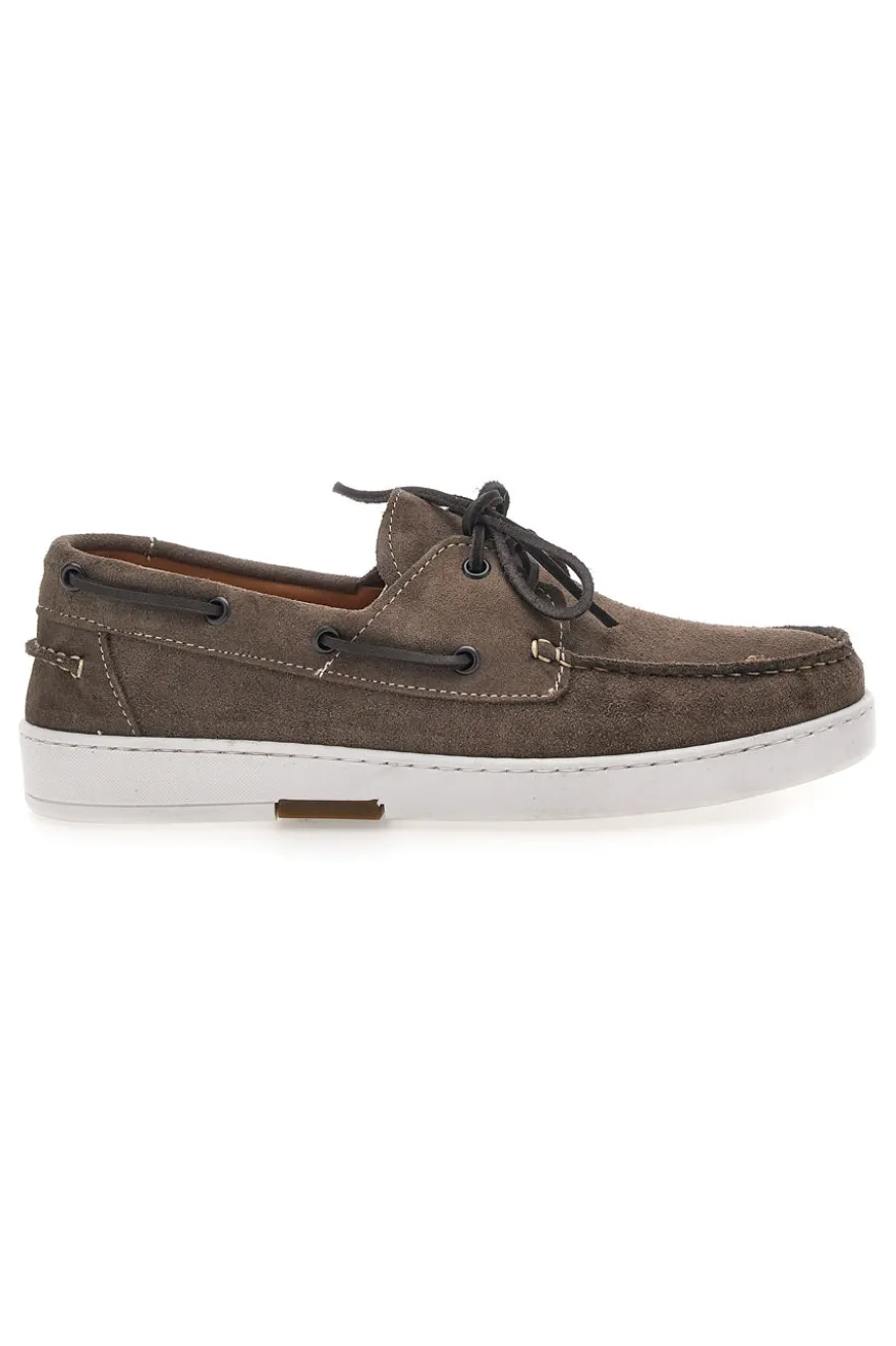 Mocassini Stile Barca Taupe con Tomaia in Pelle Made in Italy CLAREMORRIS 2011