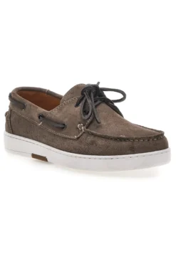 Mocassini Stile Barca Taupe con Tomaia in Pelle Made in Italy CLAREMORRIS 2011
