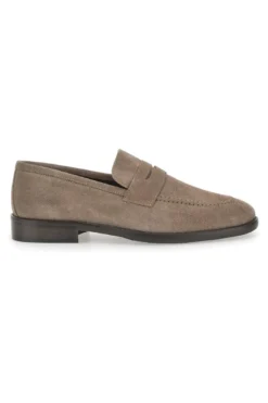 Mocassini Taupe In Vera Pelle Scamosciata Pittarello Plus 66