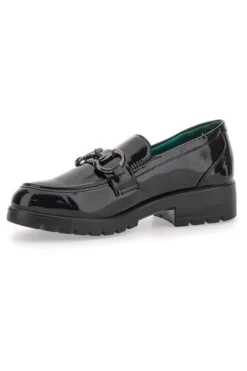 Mocassini Vegan Neri Lucidi con Morsetto Eco Bio J52323M6