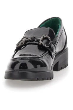 Mocassini Vegan Neri Lucidi con Morsetto Eco Bio J52323M6