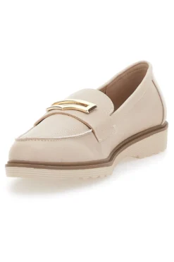 Mocassino Beige con Morsetto Color Oro Le Havre Paris 3202121