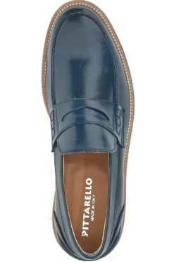 Mocassino Blu Made In Italy In Vera Pelle Pittarello 8027