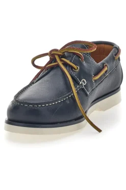 Mocassino in Stile Barca Vera Pelle Blu Longford 10