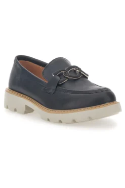 Mocassino Nero con Catenella e Suola Carrarmato Le Havre Paris 602915
