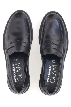 Mocassino nero con suola carrarmato Pittarello glam 842120