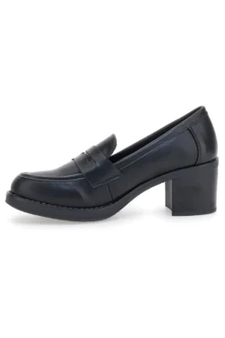 Mocassino nero con tacco a blocco CAFE' COST H6913214