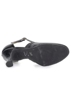 Mon dieu 111 schwarze Tanzschuhe mit Riemchen und Ledersohle