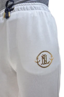 Pantaloni Bianchi con Logo Dorato NO LIMITS LAPK005S25