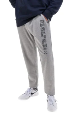 Pantaloni tuta grigi in cotone e poliestere con polsino alla caviglia U.S. Golf Club F105