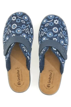 Pantofola blu a fantasia floreale con chiusura a strappo e sottopiede anatomico Inblu 15OD